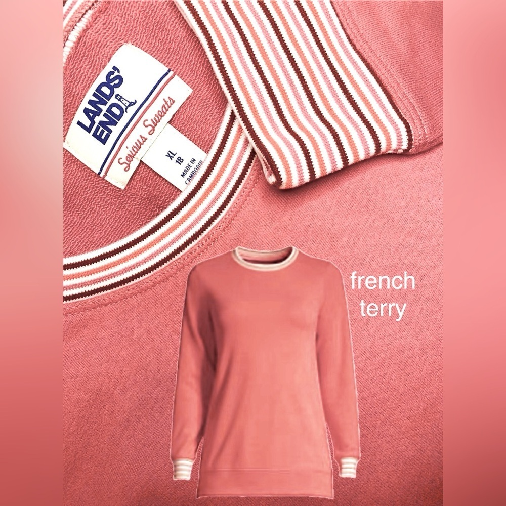 LANDSEND Wms Serious Sweats French Terry SWEATSHIRT TUNIC Soft Mojave Rose - Picture 1 of 2